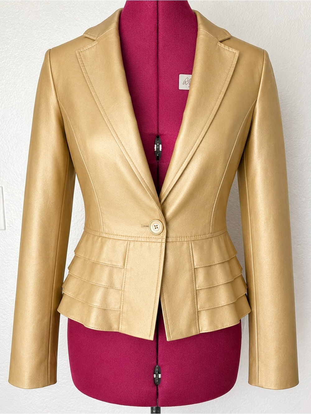 Valentino Gold Metallic Peplum Blazer - Picture 2 of 7